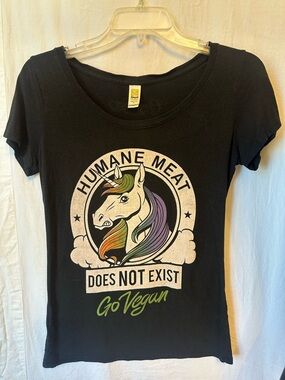 Bamboo Royal Apparel Vegan Graphic Tee Unicorn Vegan Black Small